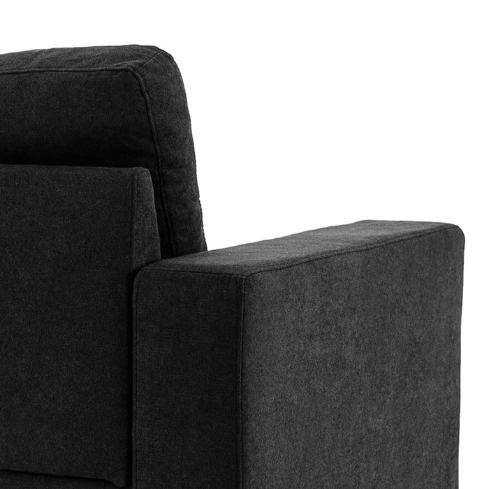 HOMCOM кутовий диван у формі літери L Чорний кутовий диван з лежаком, з виглядом льону, для вітальні, на 3 особи | Aosom