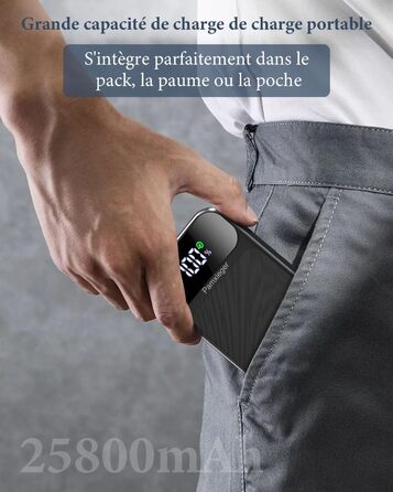 Power Bank 25800 mAh з швидкою зарядкою 22,5W PD3.0 QC4.0, LCD дисплей, USB-C, для смартфонів та планшетів