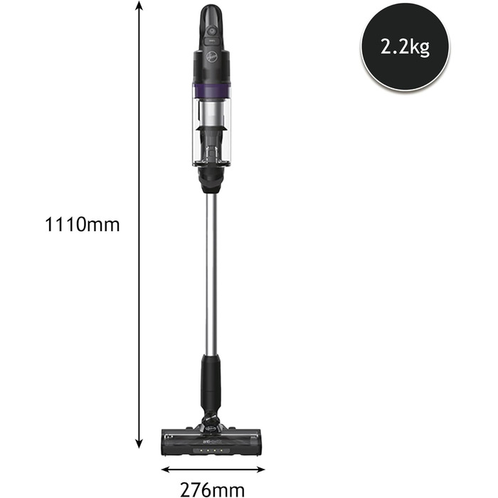 Бездротовий пилосос Hoover HF1 Plus з Anti-Hair Wrap, паркуванням та LED-підсвічуванням, HEPA 6-фільтр, 45 хв роботи, ідеальний для алергіків