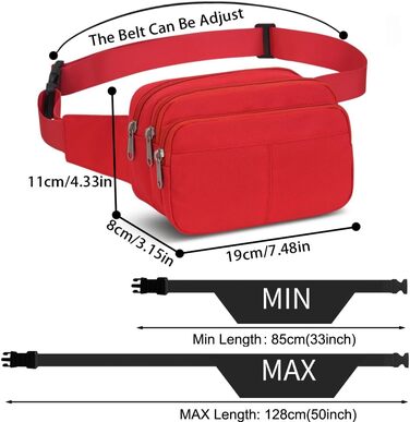 Поясна сумка на пояс для чоловіків та жінок, спортивна, для подорожей, прогулянок з собакою, червона