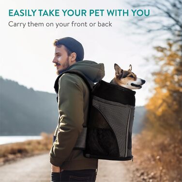 Рюкзак для собак та котів Navaris до 7 кг - сірий (37 x 33 x 24 см)