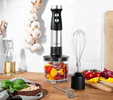 Блендер GASTROBACK #40972 Design Power Stabmixer Set 5-в-1, сріблястий, чорний