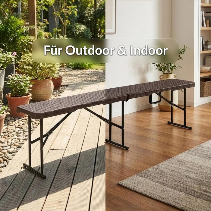 Стіл-буфет Floordirekt Buffettisch: розкладний пластиковий стіл 183x76 см з ручкою для перенесення, для саду, тераси, балкону, кемпінгу (на 6 осіб)