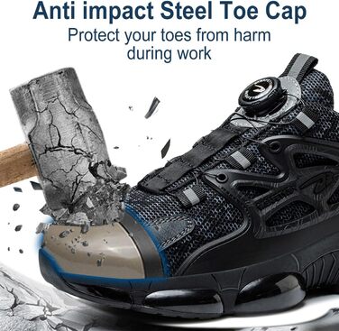 Робочі черевики безпеки для чоловіків та жінок. Спортивні, легкі, антипрокольні, антиударні. Розміри 38-41 EU, колір чорний