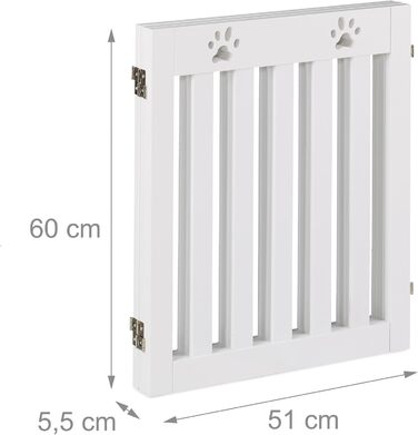 Захисне ґратка для собак Relaxdays, самостійною підставкою, 60 x 153 см, MDF, складана, білий