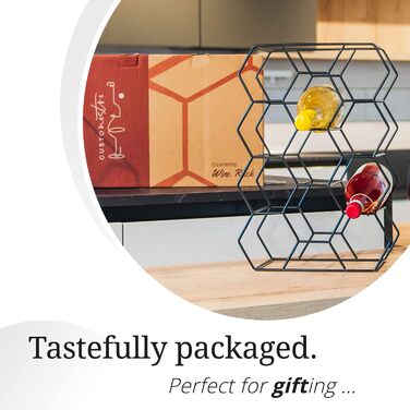 Gusto Nostro Wine Rack for Table - Modern Black Metal Wine Rack for 14 Bottles - 3-Tier Wine Rack Small - Bottle Rack for Table, Cabinet & Pantry - No Assembly Required