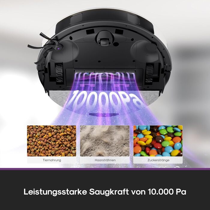 Робот-пилосос Eureka E20 Evo Plus з функцією миття та автопорожненням, 10000 Па, для твердих підлог та килимів, білий