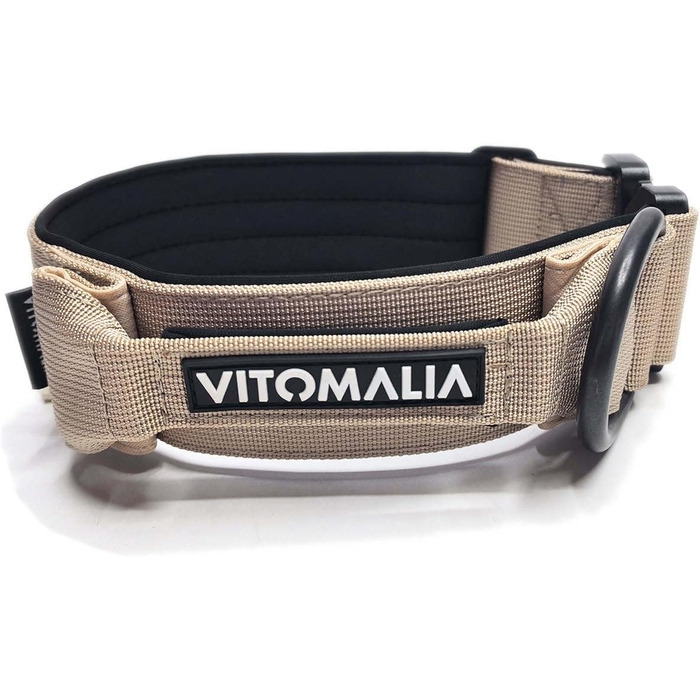 Тактичний нашийник для собак, 5 см: міцний нейлон, магнітна ручка, надійна застібка, для великих собак (5см/M = 40-50см, Бежевий)