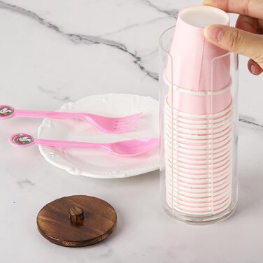 Набір для зняття макіяжу Tecbeauty Wattepad: органайзер, баночка для ватних дисків, дерев'яний ковпачок, скло