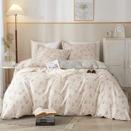 Набір постільної білизни HighBuy з квітковим принтом, бавовна, розмір Queen, двостороння, легка, м'яка, з блискавкою, довговічна, дихаюча, Queen/Full Queen (90'x90'), Стиль02