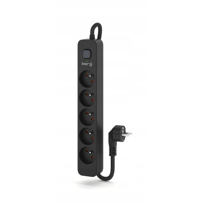 Мережевий фільтр Kerg M02518, 5 гнізд, 5м, чорний, 3×1,5мм²