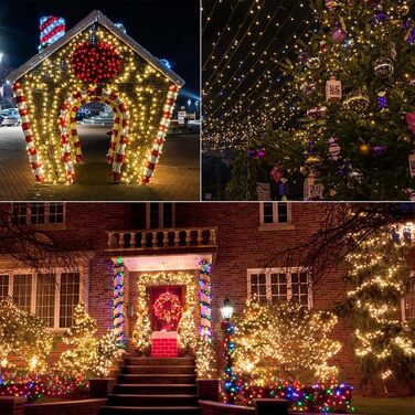 LED ліхтарна гірлянда 10м, 100 LED, тепле біле світло, для дому та саду, святкова прикраса, 8 режимів, таймер, вологостійка