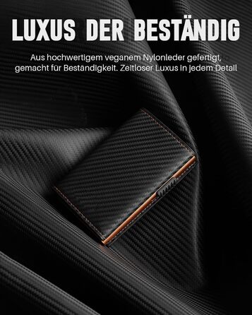 Гаманець чоловічий з RFID-захистом Karbon Orange: смарт-гаманець з вікном для документів, відділенням для монет, 6 картки