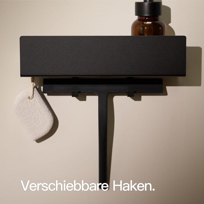 Designfabrik Hamburg Shower Shelf without Drilling | Bathroom Organizer | Shower Shelf without Drilling | Bathroom Shelf | Hanging Shelf | Wall Shelf | Adhesive Shower Basket | Shower Shelf Black 30 cm
