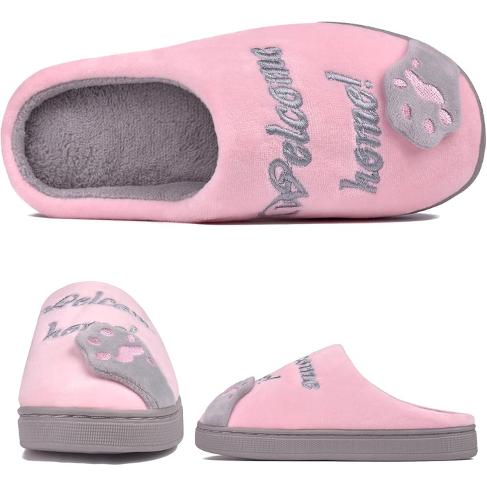 JACKSHIBO Теплі плюшеві тапочки для дому - жіночі та чоловічі, унісекс, 40/41 EU, рожеві