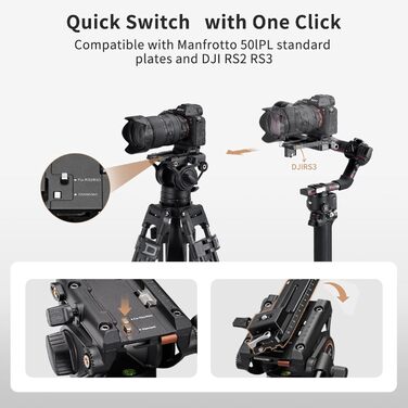 Штатив відео Cayer BF30L з пливним кріпленням, 73' (22м) – міцний штатив для DSLR, відеокамер, камер (13.2 кг)