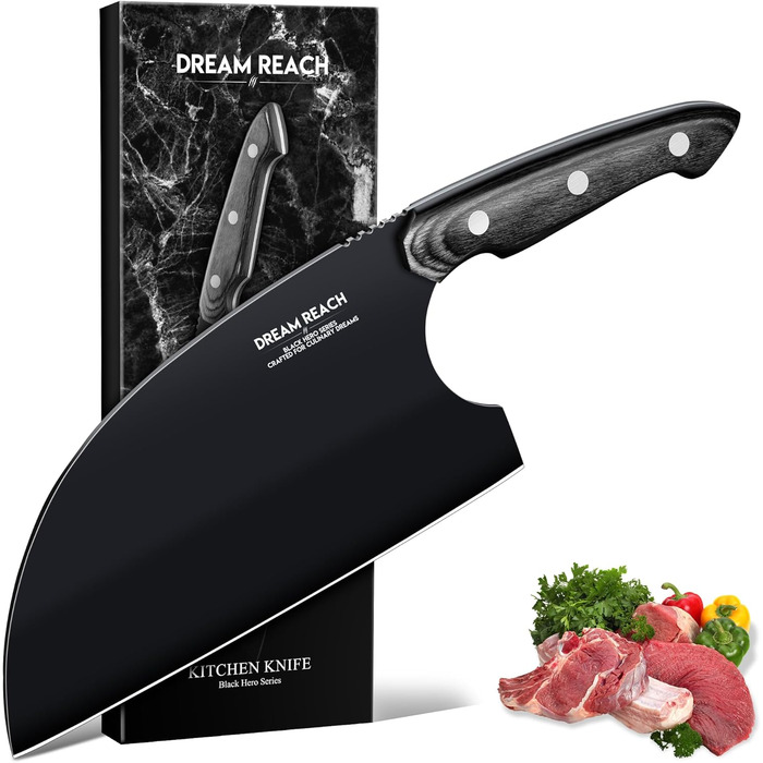 Набір кухонних ножів Dream Reach 6 шт. з точилкою, Full Tang, з чохлом, для кухні, BBQ, подарунок батькам