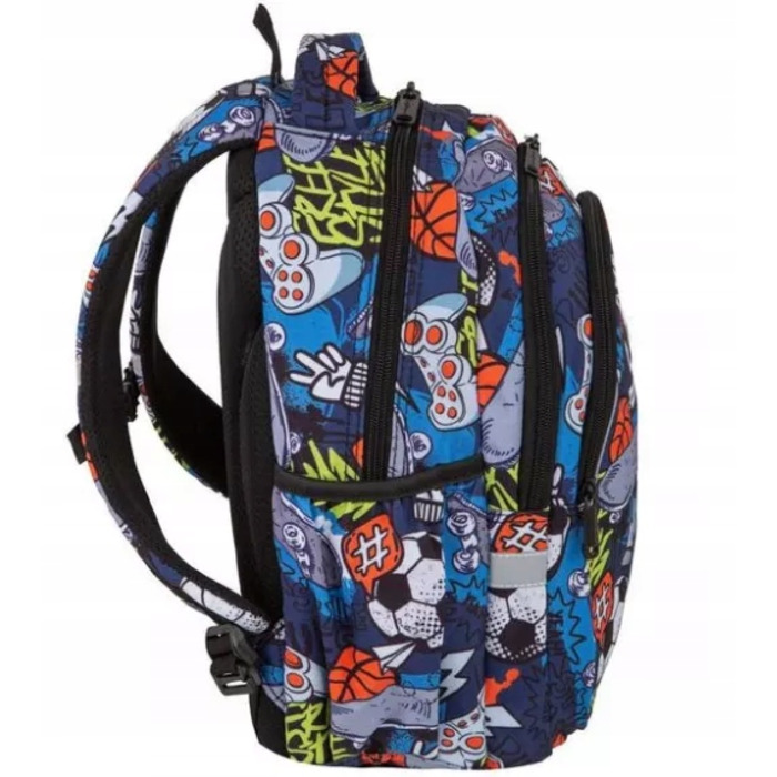 Багатовідсіковий шкільний рюкзак CoolPack, чорний, багатоколірний, 19 л