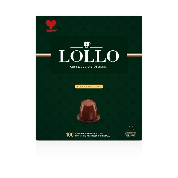 Капсульна кава LOLLO Caffè Passion Espresso Nero, 100 капсул, сумісна з машинами Nespresso, насичений смак