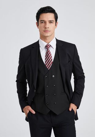 Чоловіча жилетка Enlision з дворядним застібкою та V-подібним вирізом, Slim Fit, для костюма, повсякденного, формального та ділового стилю, чорного кольору