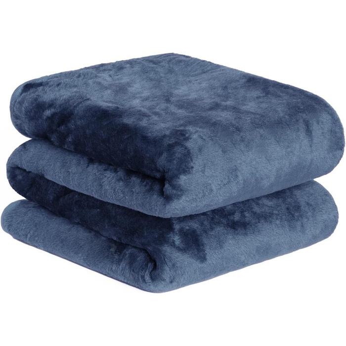 Дреамсцен Пухнастий плед з штучного хутра, флісу, теплий, м'який, великий, для ліжка (125 x 150 см, темно-синій)