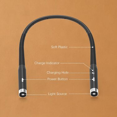 LED ліхтарик для читання на шию, 3 кольори, 9 рівнів яскравості, гнучкий, USB зарядка, рожевий