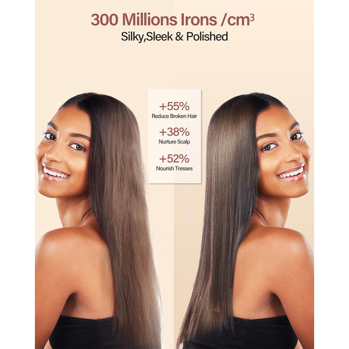 Іонізатор для волосся DEWILY, фен з магнітним дифузором, 110,000 RPM безщітковий мотор, швидке сушіння, подорожний фен, 300 мільйонів негативних іонів, сірий (з 2 насадками) Classic Grey