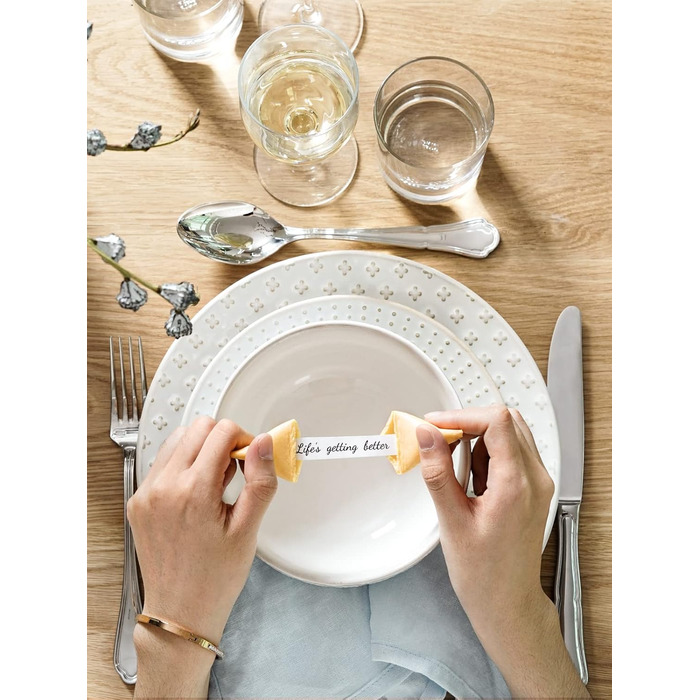 Набір посуду LE TAUCI: 12 елементів (4 сервізи) – тарілки, десертні тарілки, миски, білий колір, для миття в посудомийній машині