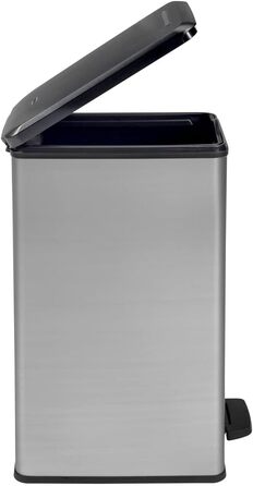 Сміттєвий кошик Curver Deco Slim 40 л, пластиковий, чорний/сріблястий металік, 39.3 x 25 x 60.7 см