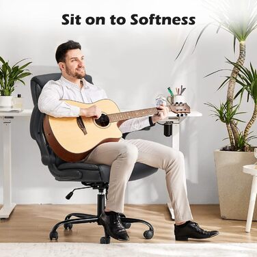 Крісло офісне DUMOS з екошкіри, для керівника, з підйомними підлокітниками, поворотне, ергономічне, для офісу та дому