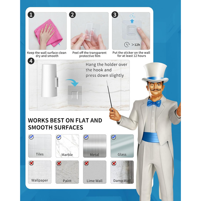 Набір щітки для унітазу та тримача MR.SlGA, настінний монтаж, компактний дизайн, білий, 2 шт.