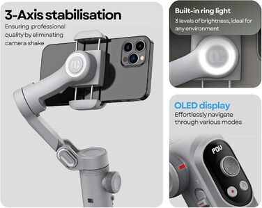 Aochuan Smart X Pro - Стабілізатор Gimbal для смартфонів (iPhone/Android) з триподом, 3-осьовий, для зйомки відео та vlogs