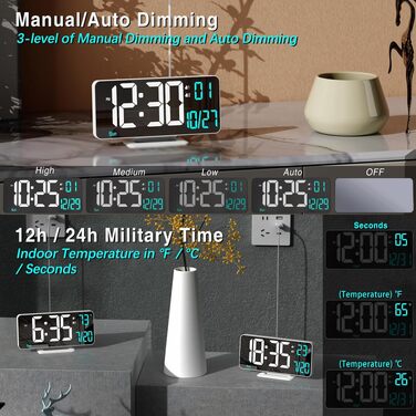 Цифровий LED годинник-будильник KOSUMOSU для спальні 6.7