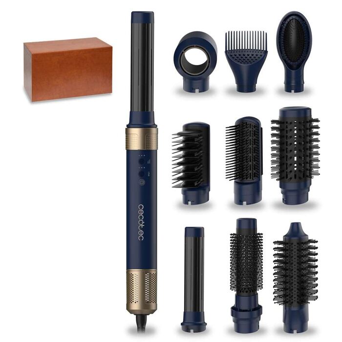 Фен-щітка Cecotec AirGlam Blue 12in1: 12 насадок, Coanda CeramicCare, 1400W