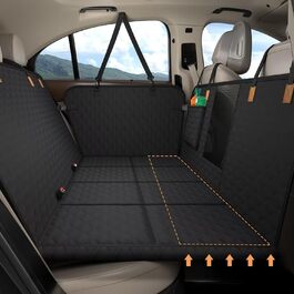 Захист для заднього сидіння автомобіля BMaoBBo: водовідштовхувальний, стійкий до подряпин, для SUV та сімейних авто, з жорсткою основою (300 фунтів вантажопідйомності), знімний, з мийною сіткою та кишенею (Чорний)