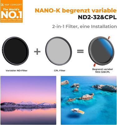 Фільтр K&F Concept Nano-K Serie 67mm 2-в-1: ND та CPL (Поляризаційний)