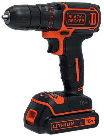 Дриль-шурупокрут 18V BLACK+DECKER BDCDC18B + 2 акумулятори + зарядний пристрій