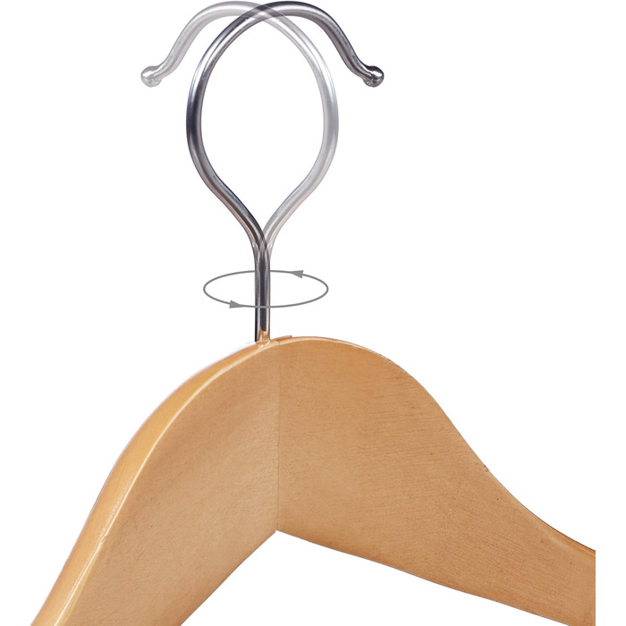 Relaxdays, natural wood suit hangers, 5-piece set, wide shoulders, 360° rotatable hook, with trouser bar, wooden clothes hangers, wood, 5