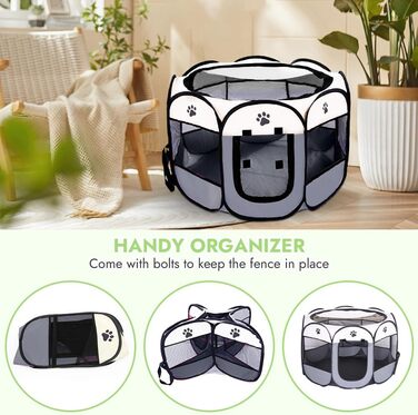 Клітка-забіг для цуценят та собак, складана, сіра, 73x73x43 см. Підходить для собак, цуценят, кроликів, морських свинок та котів.