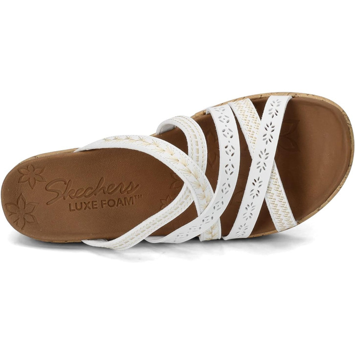Босоніжки жіночі Skechers Beverlee Tiger Posse на танкетці, білі - 39 EU (широкі)