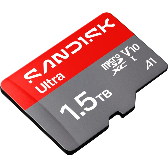 Карта пам'яті SanDisk Ultra microSDXC 1.5TB UHS-I (до 195 МБ/с, V10, U1, Class 10, A1) з SD-адаптером для смартфонів, планшетів, камер та ноутбуків