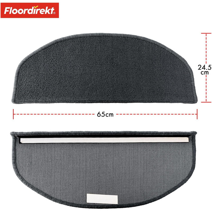 Килимок для сходів Floordirekt 15 шт. (65x23 см, напівкруглий, антрацит) - самоклеючий, для внутрішніх сходів