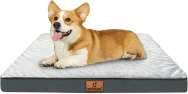 Ортопедичне ліжко для собак великих порід HNUOUNH, 76x50x8 см. Миється, знімний чохол, антиковзаюче дно, сіре