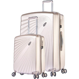 ABISTAB VERAGE Kinetic 4-Double-Wheel Trolley, large, precisely weighed -76cm, 106-127 expandable, TSA lock, ABS/PC hard-shell suitcase, travel suitcase, Burgundy (Metallic Champagne, SM)