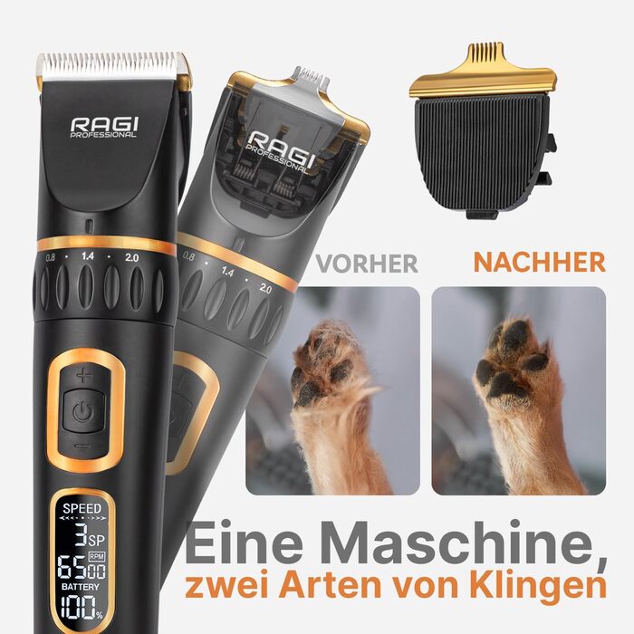 Машинка для стрижки собак RAGI - бездротова, тиха, акумуляторна для собак та котів, чорна