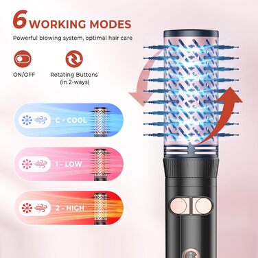 Мультистайлер для волосся 5 в 1: фен-щітка, плойка, об'єм, локони, 1000W, золото