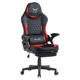 Геймерське крісло Racing Ergonomic з регульованою подушкою для голови та підставкою для ніг, тканинна оббивка, чорно-червоне