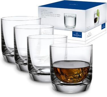 Набір склянок Villeroy & Boch La Divina для віскі, джину тоніку, 4 шт, 250 мл, кришталь, придатні для миття в посудомийній машині