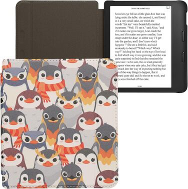 Чохол-чохол для Kobo Libra 2 від kwmobile - захисний чохол для eReader, Magnolien Rosa Weiß Altrosa (Пінгуіни Grau Gelb Braun)
