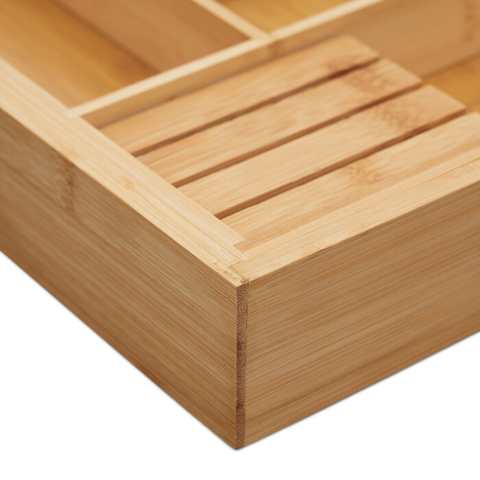 Relaxdays Extendable Bamboo Cutlery Box
